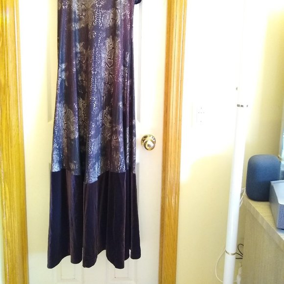 Vintage 00s maxi hooded faux leather velvet dress NWOT - Picture 4 of 14